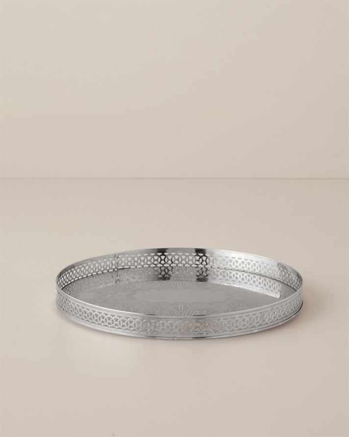 Andre Metal Dekoratif Tepsi 23x5 Cm Gümüş
