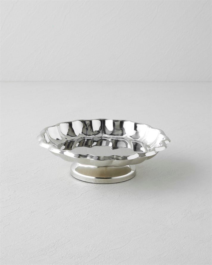 Angela Metal Dekoratif Tabak 20x6,5 cm Gümüş