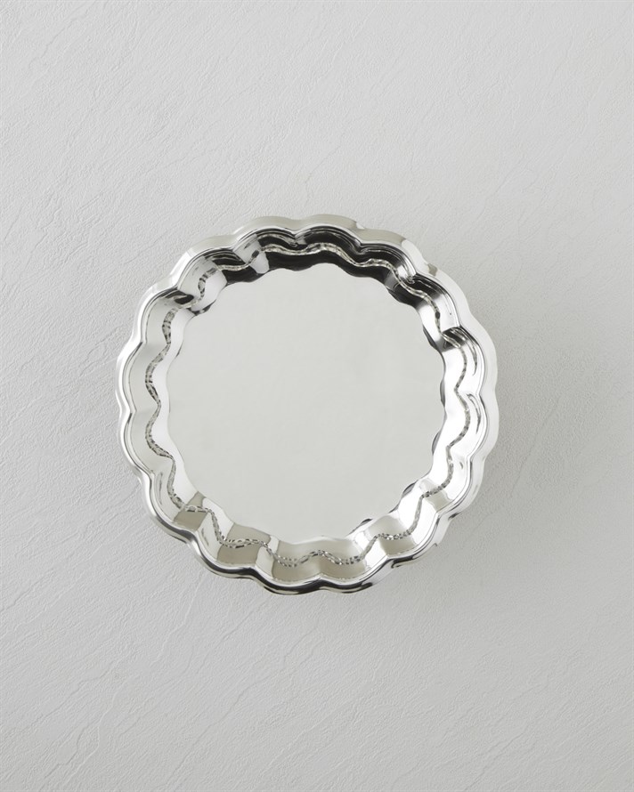 Angela Metal Dekoratif Tabak 20x6,5 cm Gümüş