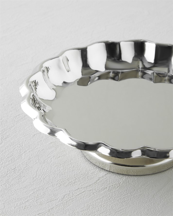 Angela Metal Dekoratif Tabak 20x6,5 cm Gümüş