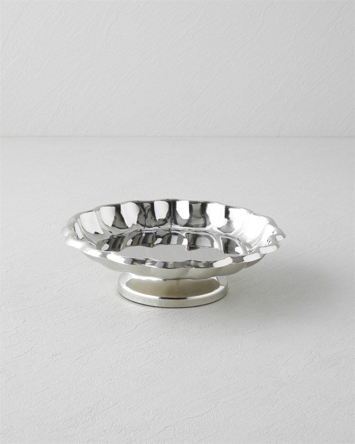 Angela Metal Dekoratif Tabak 20x6,5 cm Gümüş