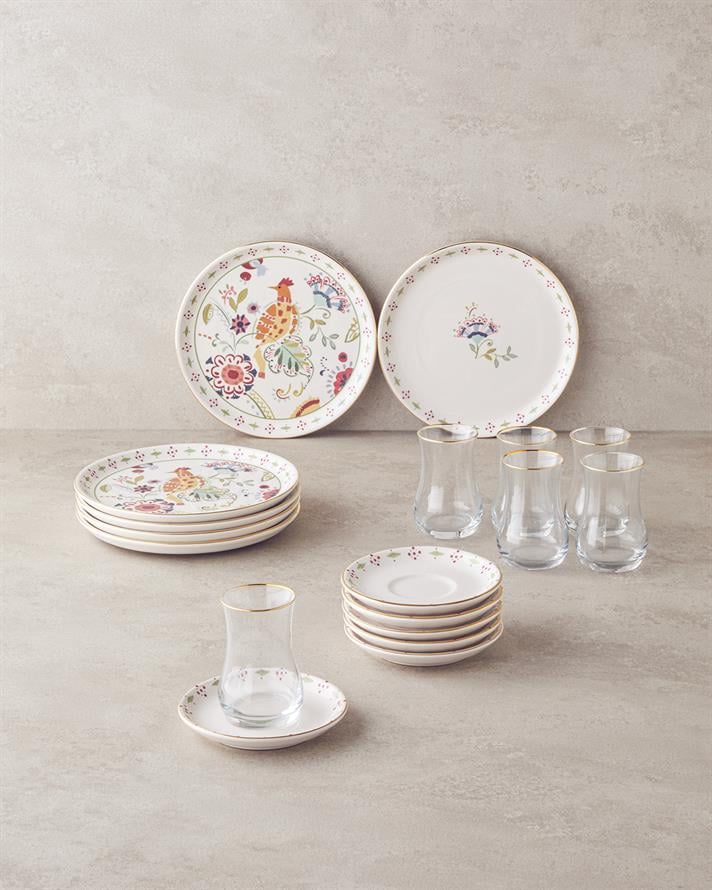 Angelo Seramik Pasta Seti 18 Parça 6 Kişilik Renkli