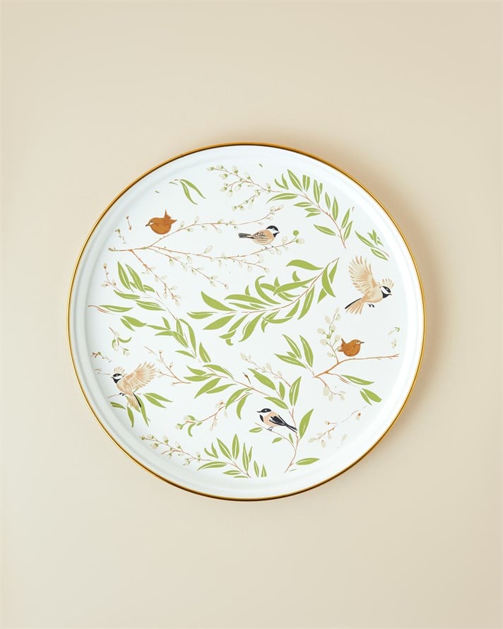 Animal Kingdom Emaye Tepsi 31 cm Beyaz - Yeşil