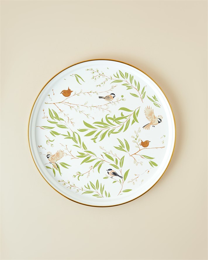 Animal Kingdom Emaye Tepsi 31 cm Beyaz - Yeşil