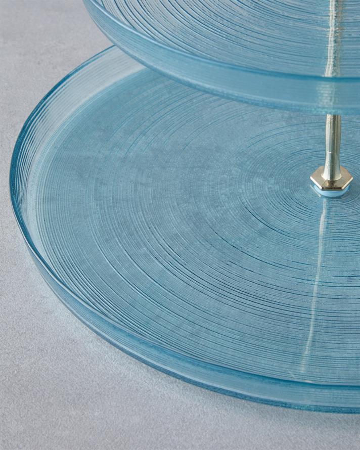 Aquacrest Cam Katlı Servis 21x28 cm Mavi