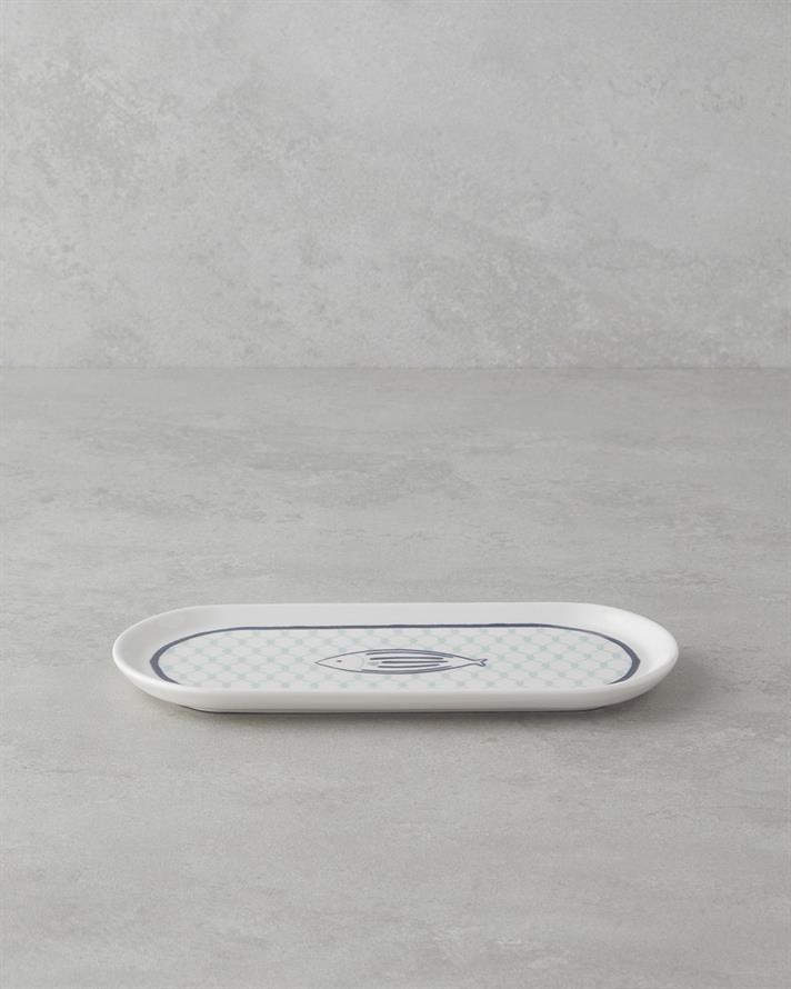 Aqualuna Seramik Kayık Tabak 22 cm Mavi-yeşil