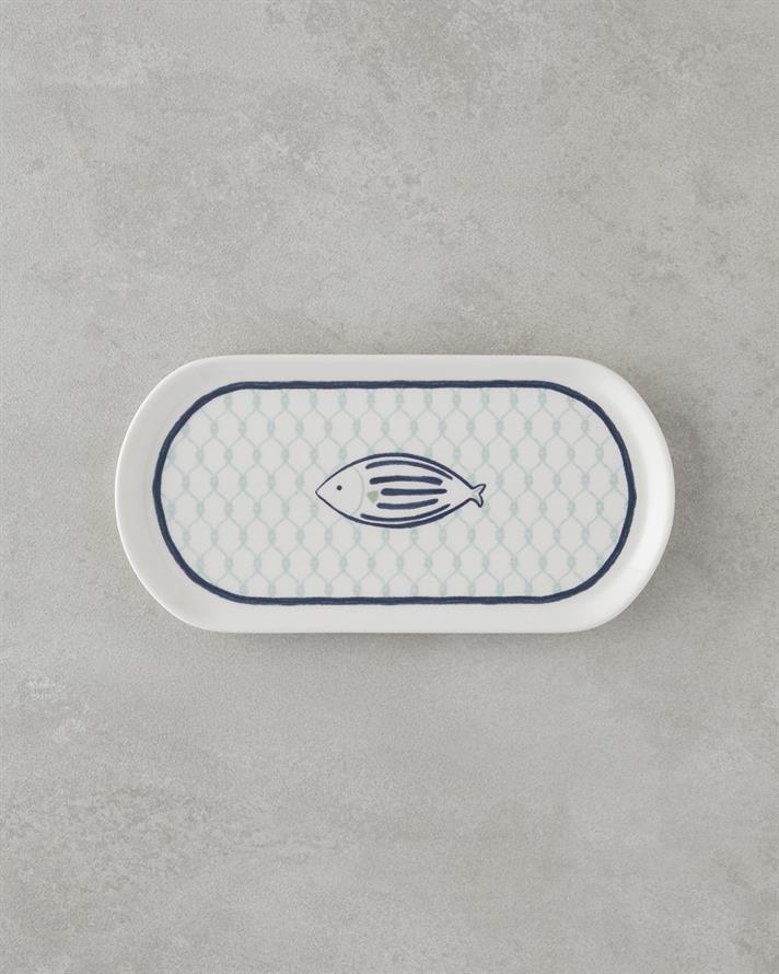 Aqualuna Seramik Kayık Tabak 22 cm Mavi-yeşil