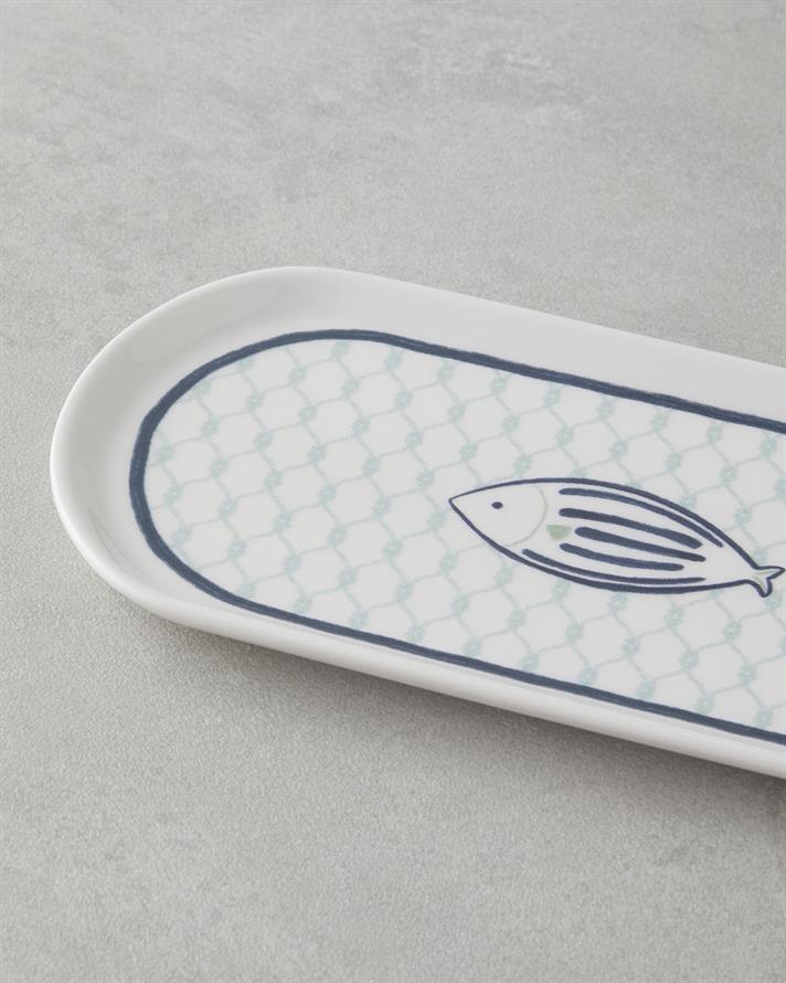 Aqualuna Seramik Kayık Tabak 22 cm Mavi-yeşil