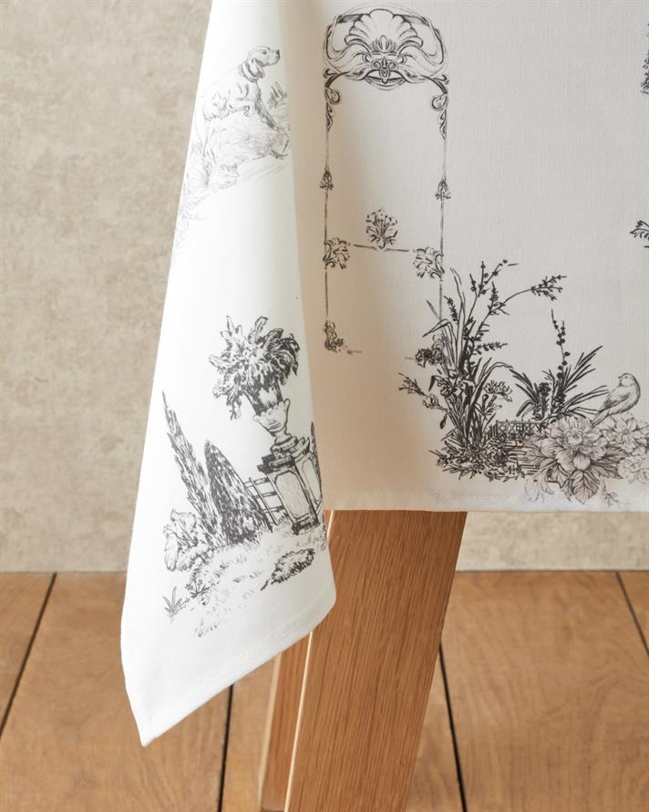 Arborelle Polyester Masa Örtüsü 150x200 cm Siyah - Beyaz