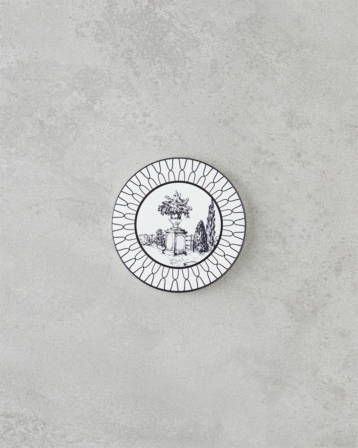 Arborelle Seramik Bardak Altlığı 10.8x0.8 cm Siyah - Beyaz