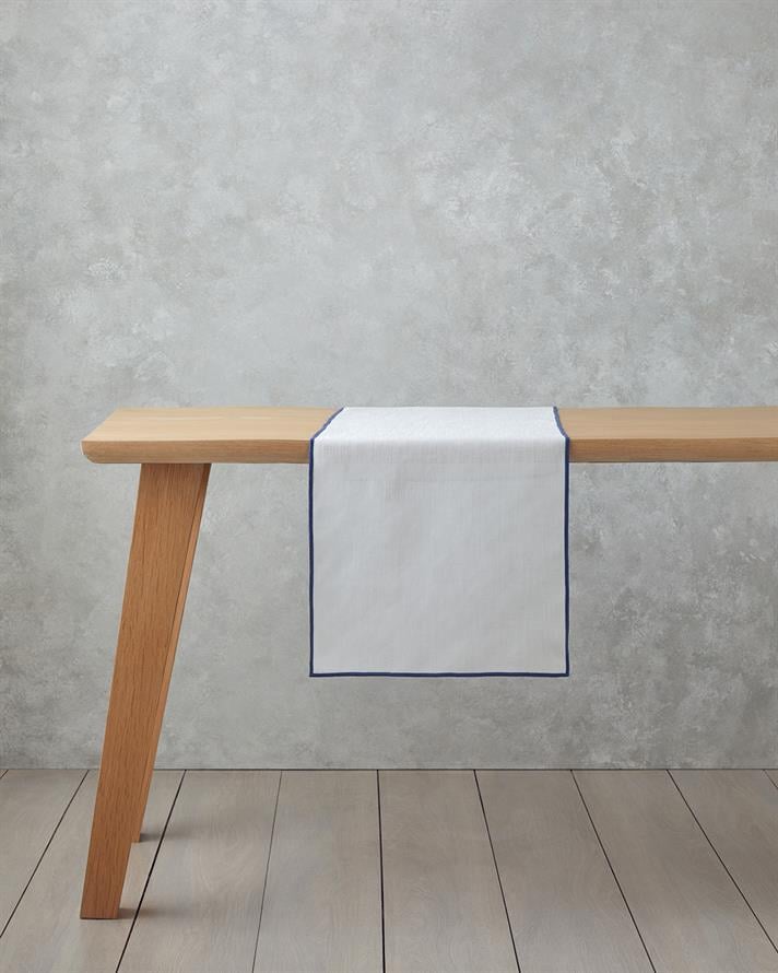 Arcane Polyester Runner 40x140 cm Beyaz - Lacivert