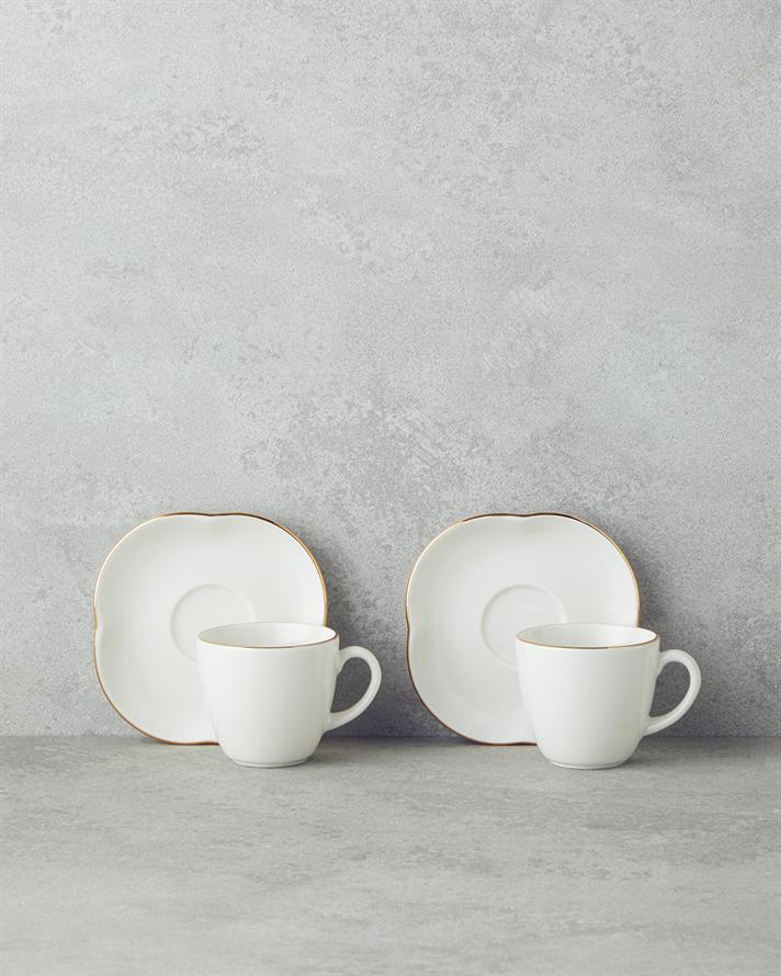 Aren Porselen 4 Parça 2 Kişilik Kahve Fincan Takımı 80 ml Gold