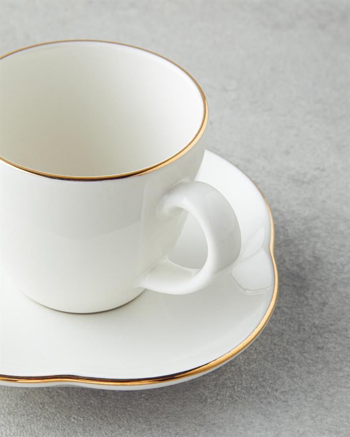 Aren Porselen 4 Parça 2 Kişilik Kahve Fincan Takımı 80 ml Gold