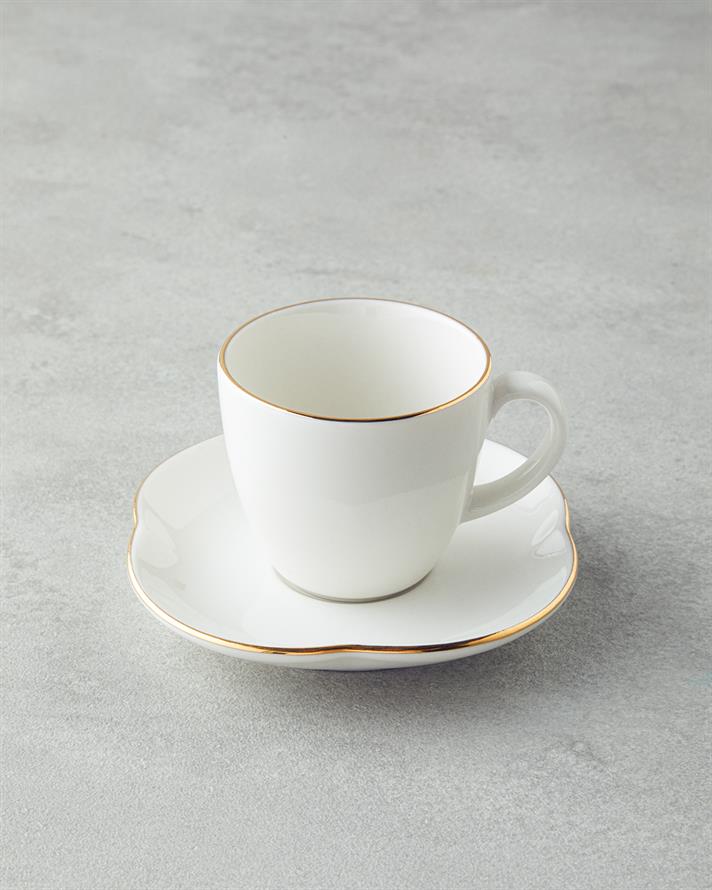 Aren Porselen 4 Parça 2 Kişilik Kahve Fincan Takımı 80 ml Gold