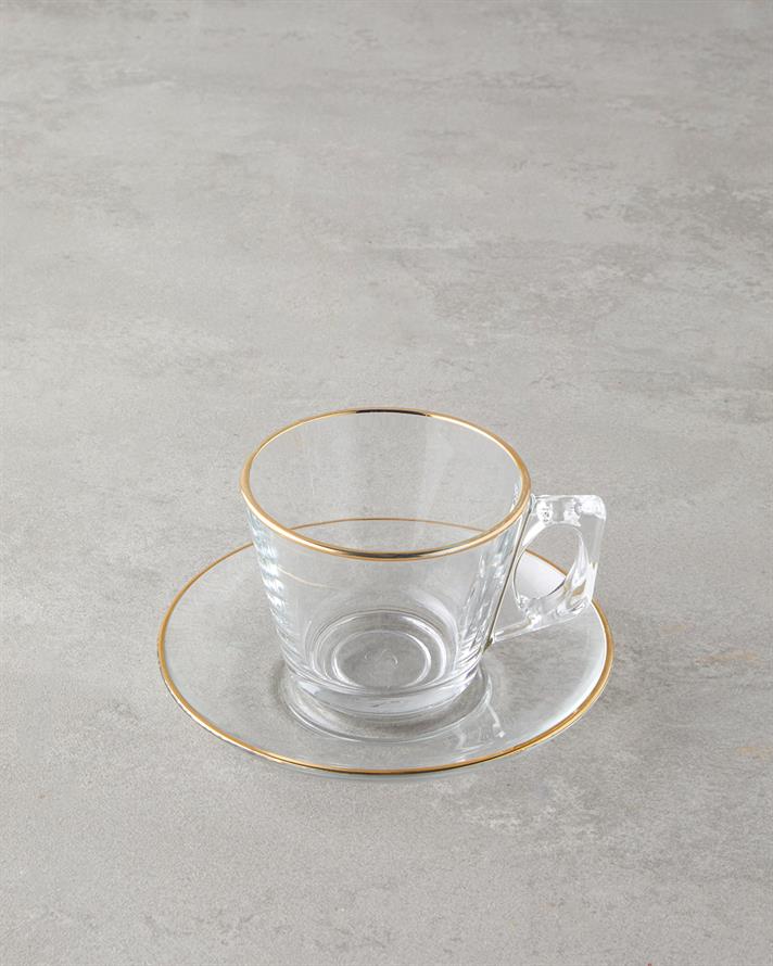 Aria Cam 4 Parça 2 Kişilik Fincan Takımı 195 ml Gold