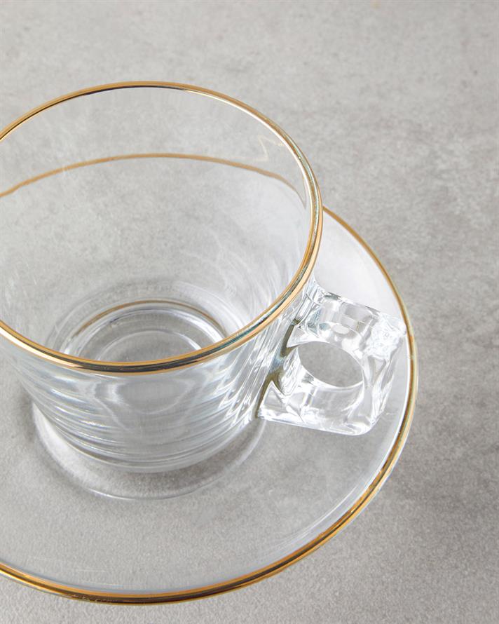 Aria Cam 4 Parça 2 Kişilik Fincan Takımı 195 ml Gold