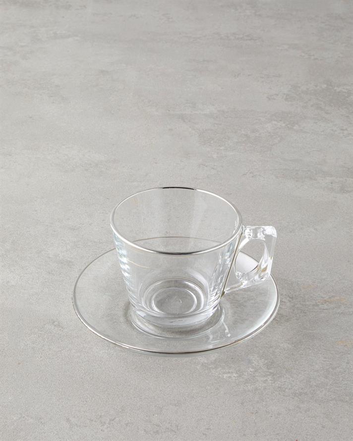 Aria Cam 4 Parça 2 Kişilik Fincan Takımı 195 ml Silver