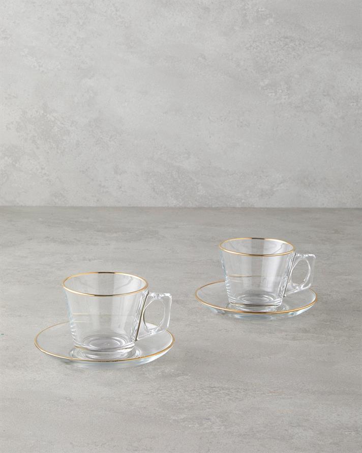 Aria Cam 4 Parça 2 Kişilik Fincan Takımı 195 ml Gold