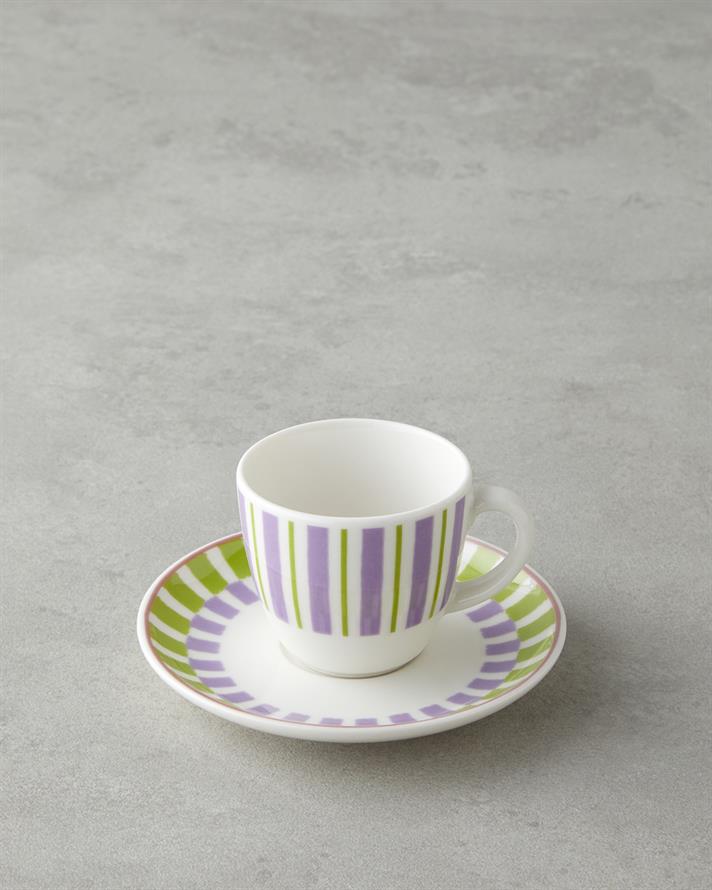 Arian Bone Porselen 4 Parça 2 Kişilik Kahve Fincan Takımı 90 ml Yeşil-mor