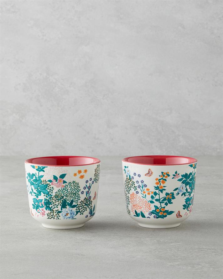 Artistic Flower Seramik 2li Bardak 270 ml Kırmızı