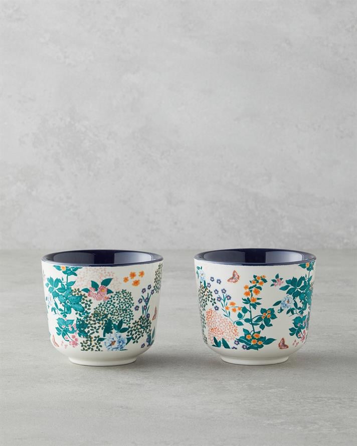 Artistic Flower Seramik 2li Bardak 270 ml Lacivert
