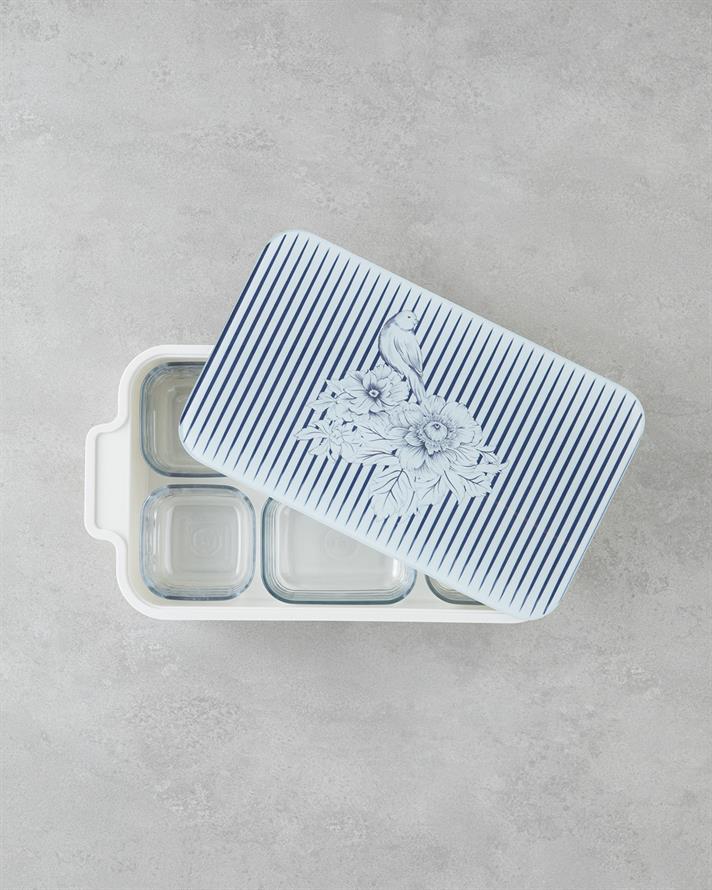 Artistic Garden Melamin 6lı Kahvaltılık 39x21 cm Beyaz - Lacivert