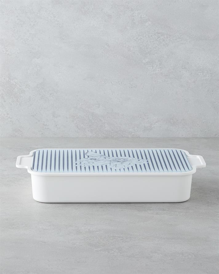 Artistic Garden Melamin 6lı Kahvaltılık 39x21 cm Beyaz - Lacivert