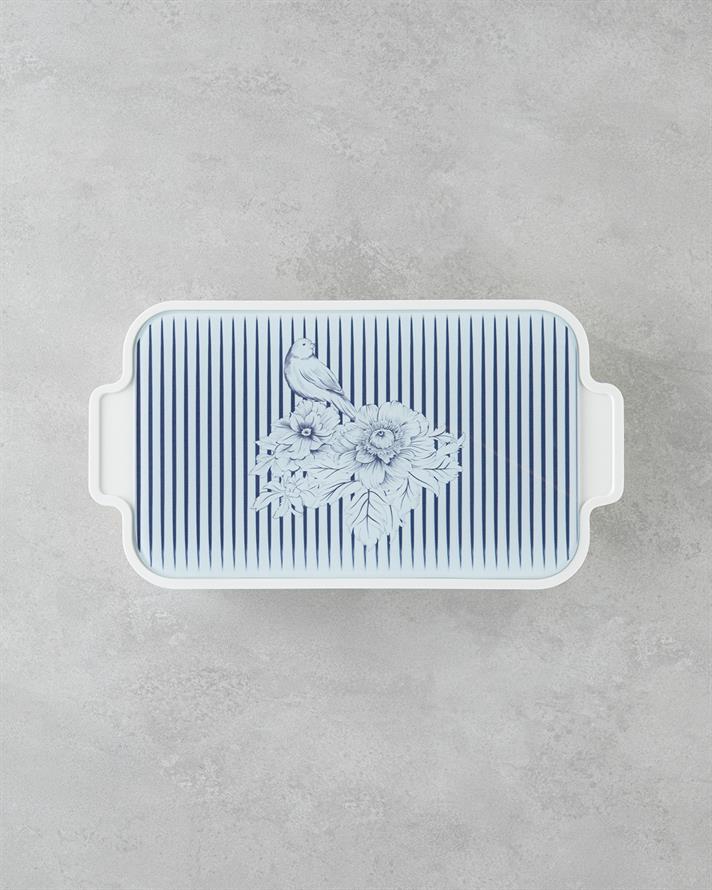 Artistic Garden Melamin 6lı Kahvaltılık 39x21 cm Beyaz - Lacivert