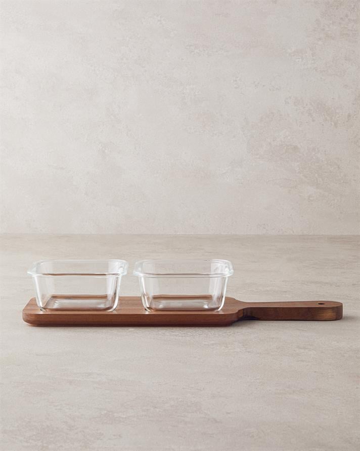 Artistry Akasya-Cam 3 Parça Sunumluk 36x11x6 Cm Kahve