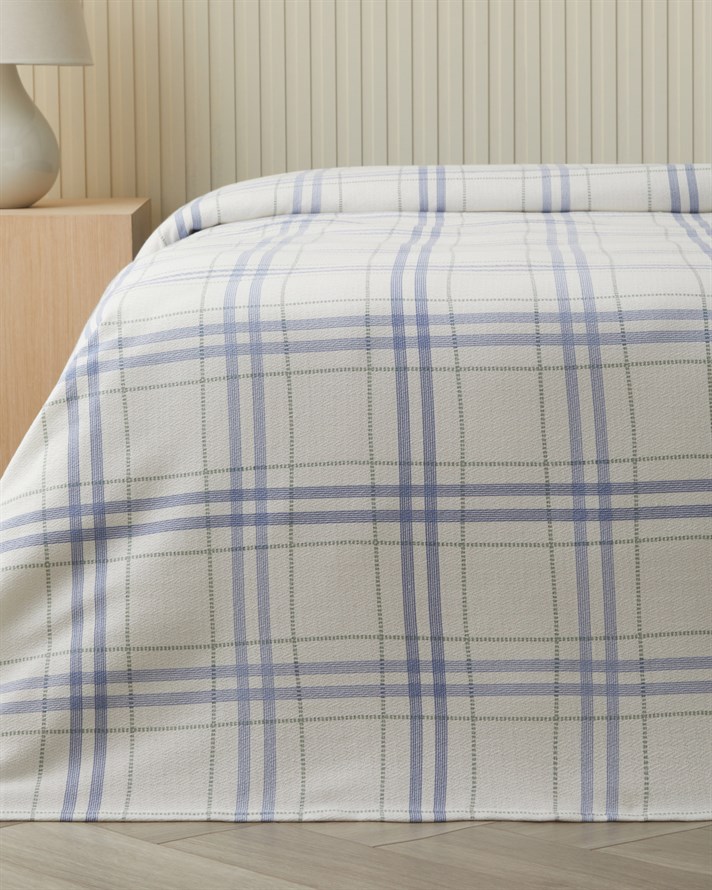 Ashley Baskılı Pamuklu Çift Kişilik Pike 200x220 cm Mavi