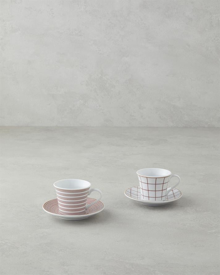 Ashley Porselen Kahve Fincan Takımı 4 Parça 2 Kişilik Bordo