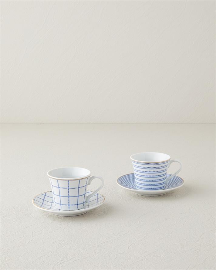 Ashley Porselen Kahve Fincan Takımı 4 Parça 2 Kişilik Mavi