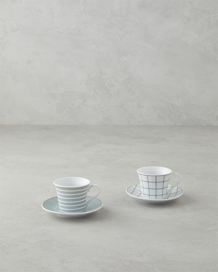 Ashley Porselen Kahve Fincan Takımı 4 Parça 2 Kişilik Yeşil