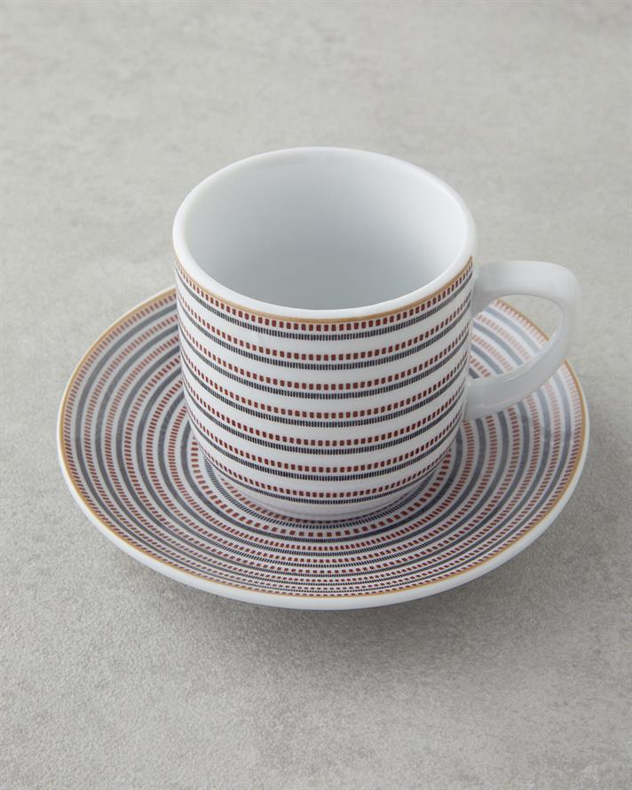 Ashley Porselen Kahve Fincan Takımı 4 Parça 2 Kişilik Siyah-Bordo