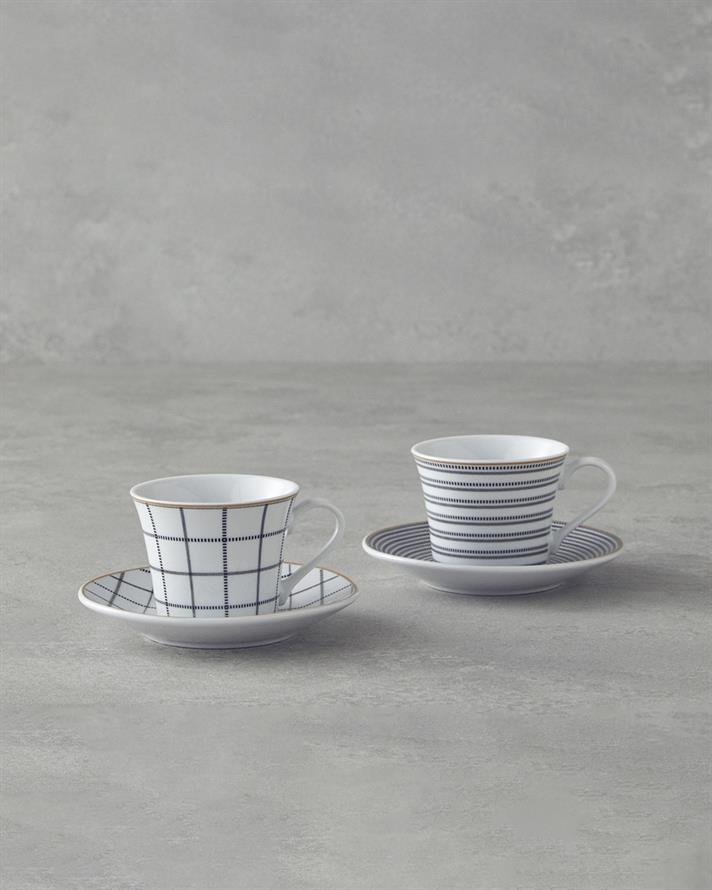 Ashley Porselen Kahve Fincan Takımı 4 Parça 2 Kişilik Siyah