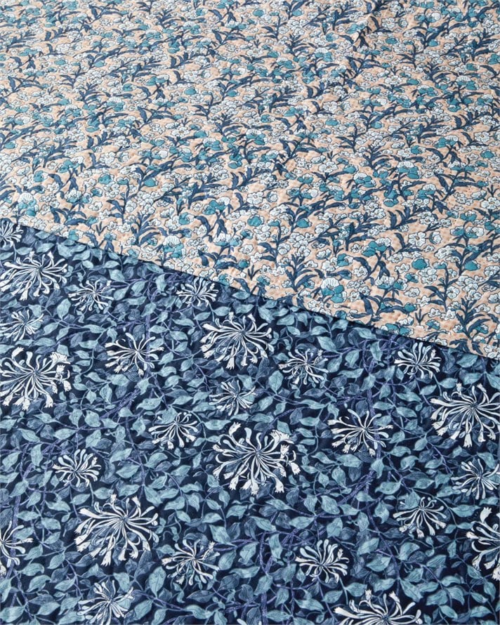 Asteria Çift Kişilik Çok Amaçlı Örtü 200x220 cm Mavi - Bej
