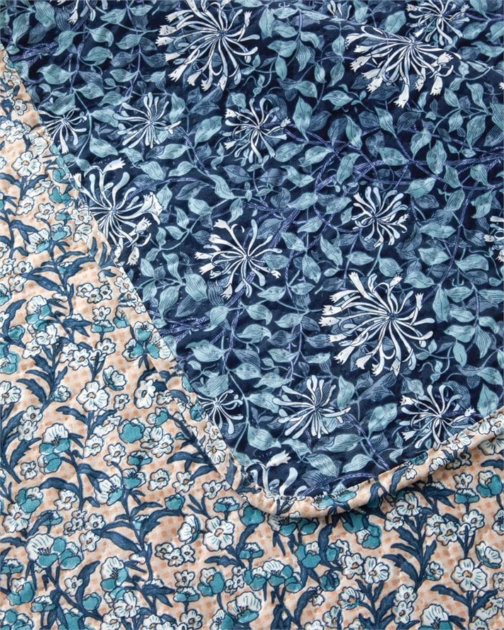 Asteria Tek Kişilik Çok Amaçlı Örtü 160x220 cm Mavi - Bej