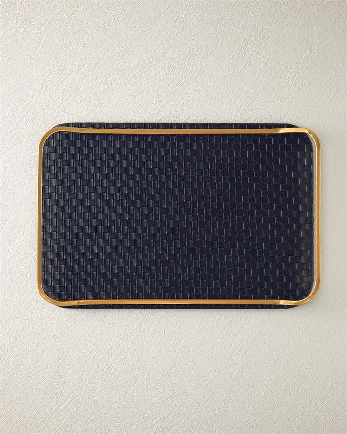 Audrey Pu Deri Dekoratif Tepsi Siyah