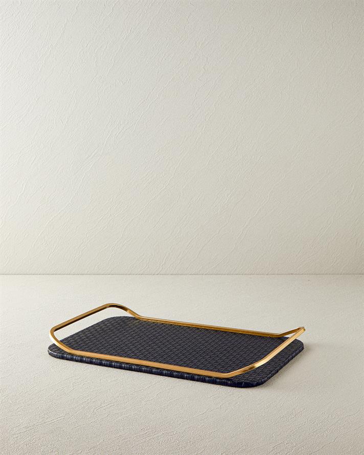 Audrey Pu Deri Dekoratif Tepsi Siyah