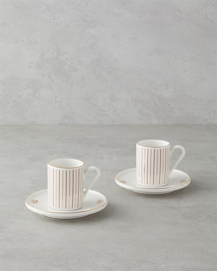 Avelia Bone Porselen 4 Parça 2 Kişilik Kahve Fincan Takımı 90 ml Pembe - Gold