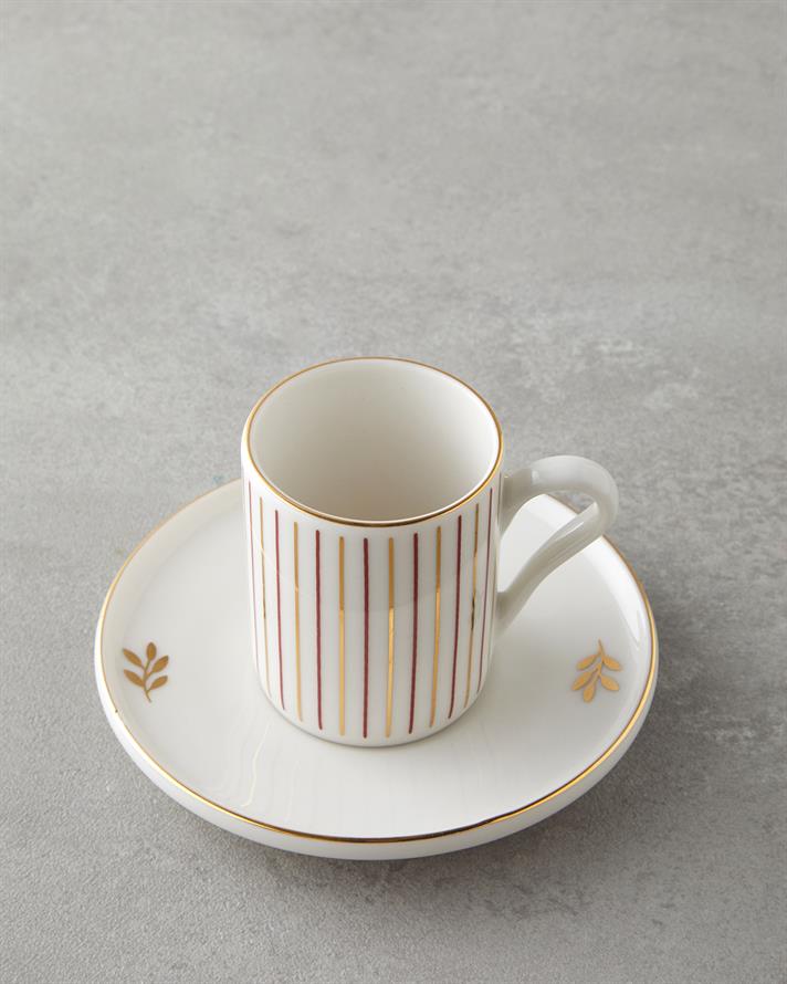 Avelia Bone Porselen 4 Parça 2 Kişilik Kahve Fincan Takımı 90 ml Pembe - Gold