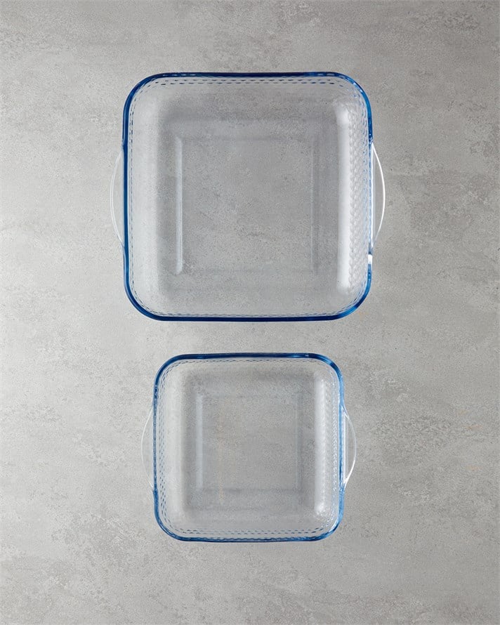 Bake&Serve Cam 2’li Kare Fırın Kabı 27x30-21x23 cm Şeffaf