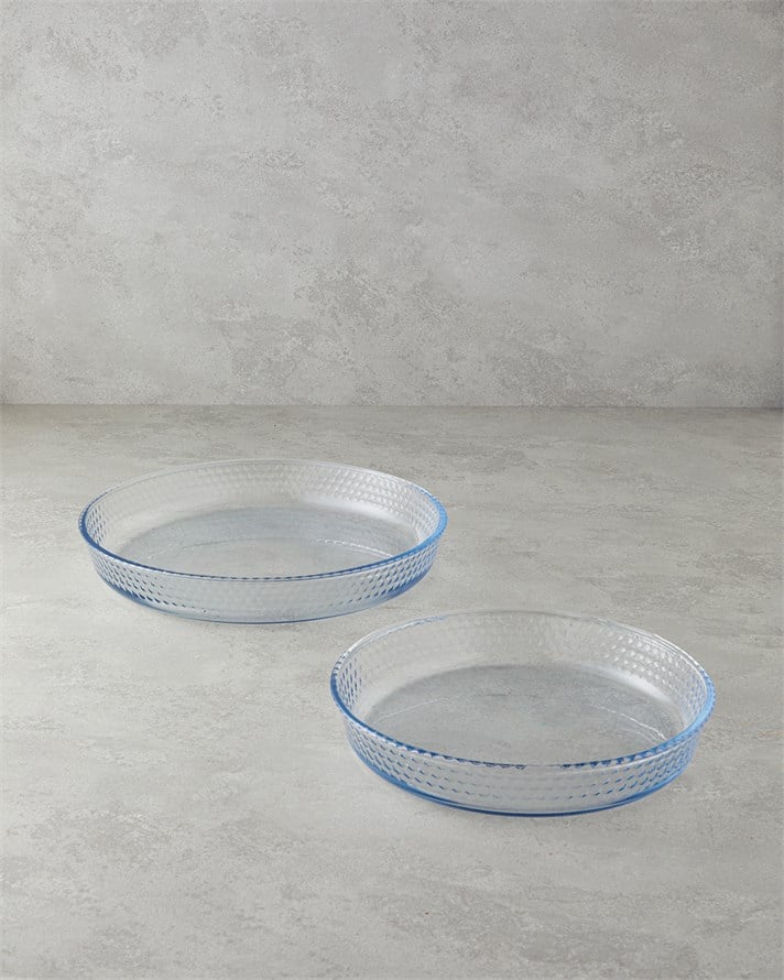 Bake&Serve Cam 2’li Yuvarlak Fırın Kabı 26-32 cm Şeffaf