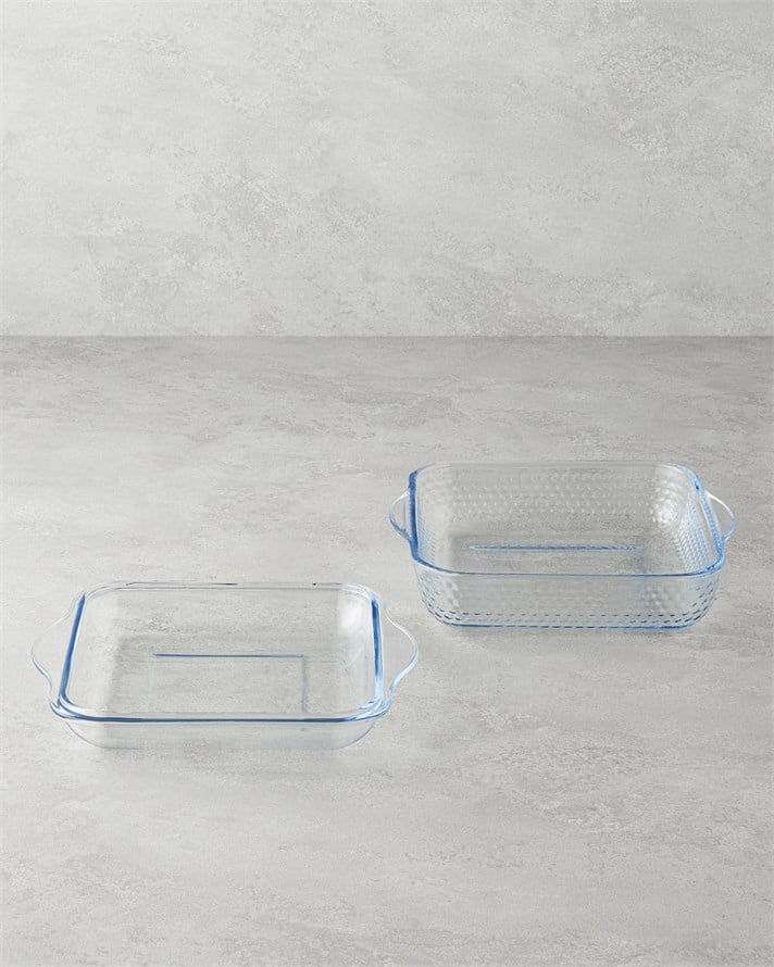 Bake&Serve Cam Kapaklı Kare Fırın Kabı 24x21,5 cm Şeffaf