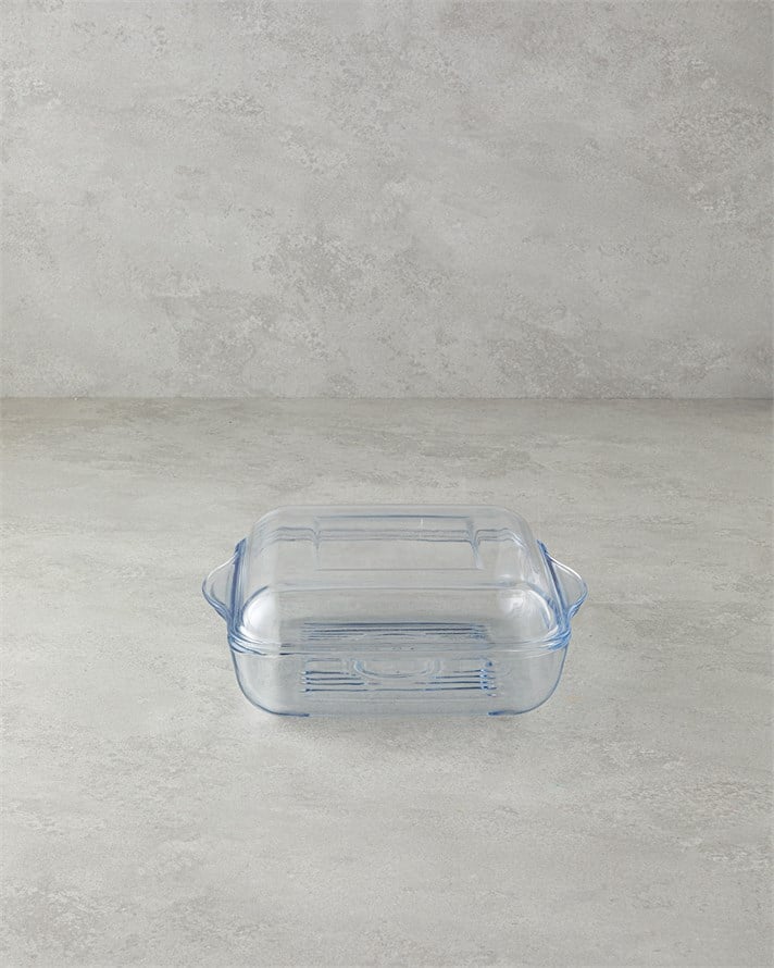 Bake&Serve Cam Kapaklı Kare Izgaralı Fırın Kabı 24 X 21,2 cm Şeffaf