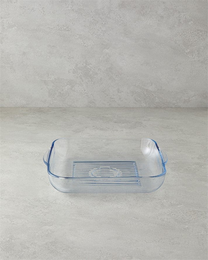 Bake&Serve Cam Kare Izgaralı Fırın Kabı 30x27 cm Şeffaf