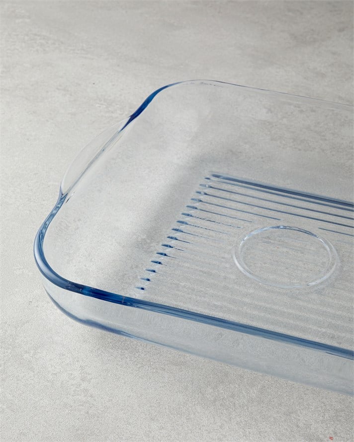 Bake&Serve Cam Kare Izgaralı Fırın Kabı 30x27 cm Şeffaf