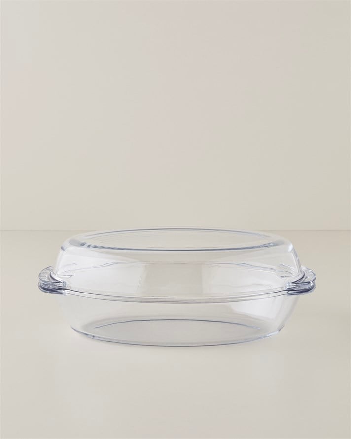 Bake&Serve Cam Oval Kapaklı Fırın Kabı 19x34 cm Şeffaf