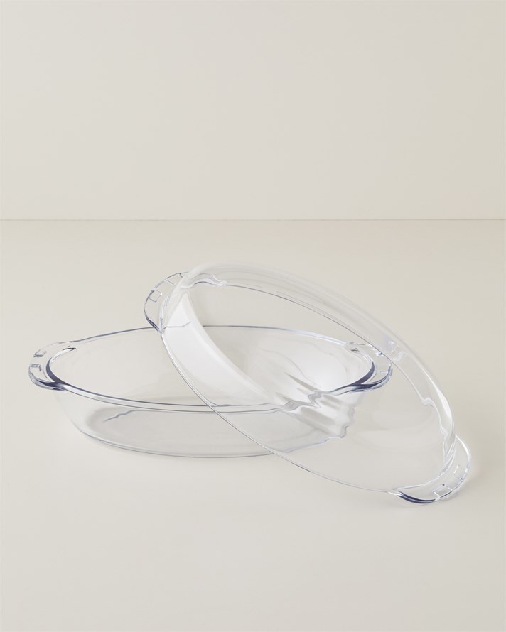 Bake&Serve Cam Oval Kapaklı Fırın Kabı 19x34 cm Şeffaf