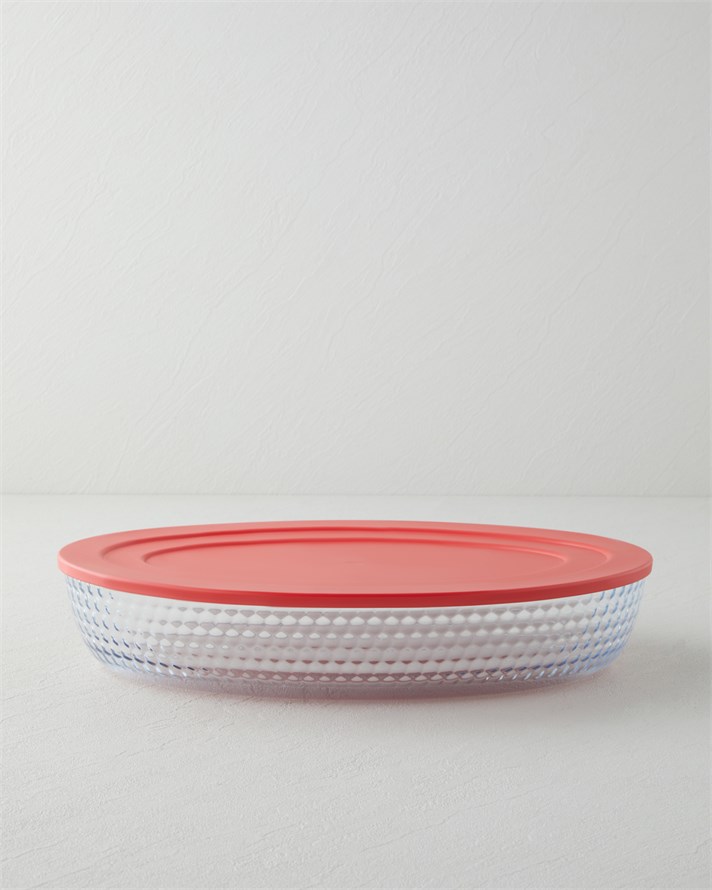 Bake&Serve Cam Oval Kapaklı Fırın Kabı 24x35 cm Kırmızı